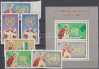 1966 VI. Pál pápa látogatása az ENSZ-ben sor Mi 494-499 A + blokk 23