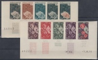 1959 Tengeri állatok Mi 364-367 20 klf fogazatlan színpróba 4 klf ötöscsíkban / 4 stripes of 5 different imperforate coulor proofs