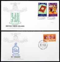 1977 II. Erzsébet ezüst jubileuma alkalmi borítékok gyűjteménye speciális albumban