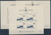 1988 Europa CEPT motívum 83 klf bélyeg + 4 klf blokk 6 stecklapon