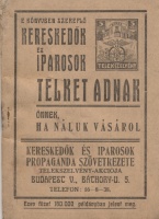 A Kereskedők és Iparosok Propaganda Szövetkezete telekszelvény-akciója az 1930-as évekből.