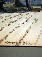 Kontuly jelzéssel: Templom rom. Akvarell, papír, üvegezett keretben, 26×38 cm