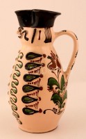 Miska kancsó, kézzel festett kerámia, jelzett, hibátlan, m: 32 cm.