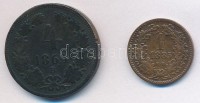 Vegyes: 1864B 4kr Cu + 1885KB 1kr Cu 'Középcímer' T:3 ph.