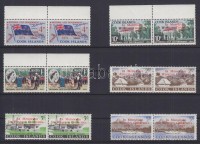 1966 Churchill sor párokban, mind a 6 párban egy bélyegről hiányzik az 'i' pontja a 'Memoriam' szóban