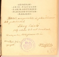 Szentgyörgyi Sándor: Vihar Buda fölött. Horváth Jenő eredeti rajzaival. Budapest, é.n., Könyvbarátok Kis Könyve. Kiadói egészvászon kötés, kopottas, firkált borítóval, kicsit sérült gerinccel, a címlapon ajándékozási