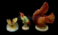 Vegyes kerámia és porcelán figurák, 3 db, kézzel festettek, hibátlanok