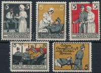 5 db osztrák Vöröskereszt adománybélyeg (litho)
