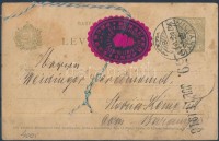 1907 Díjjegyes levelezőlap 'VILLÁNY' Dr Kaufer Jenő pécsi ügyvéd pecsétbélyegével