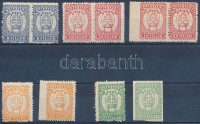 1924 MLEOSZ 3 db pár + 4 db segélybélyeg, közte vágott