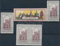 1896 Millenniumi kiállítás 4 db fogazott + 1 vágott levélzáró R!