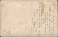 1928 Futballcsapat, hátoldalon feliratozott fotólap a csapattagok neveivel, 9x14 cm