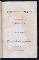1858 Csengery Antal: Budapesti szemle. IV. kötet, XI,XII,XIII,XIV füzetek. Pest, 1858, Herz János ny. Korabeli félvászon kötés, megviselt állapotban, kissé viseltes, kopottas borítóval, gerinccel, az elülső kötéstábla belsején