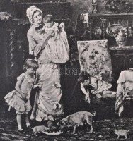 cca 1880-1910 Munkácsy Mihály: Két család, fénynyomat, 19x23 cm