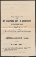 1873 Jótékonysági arany és ezüst sorsjáték hirdetménye, amely bevételét az újpesti katolikus templom felépítésére szántak, jó állapotban.