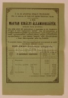 1884 Magyar Királyi Államsorsjáték hirdetménye, amely bevételét az özvegyek és árvák segélyezésére kívántak fordítani, jó állapotban.