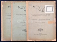 1891 Művészi ipar. Az Országos Magyar Iparművészeti Muzeum és a Magyar Iparművészeti Társulat közlönye. Szerkeszti Pasteiner Gyula, szerkesztőtárs: Radisics Jenő. VI: évfolyam 1-4. számok. Sok egészoldalas táblával. Gerincén