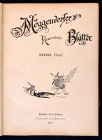 1899 a Meggendorfer's Humoristische Blätter 38. kötete, München - Eßlingen, Verlag von J. F. Schreiber. Teljes évfolyam, szecessziós, részben színes karikatúrákkal, félvászon kötésben, jó állapotban.