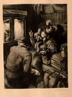 cca 1900 Eug. Tam jelzéssel: Vasúti kabinban, papír, offset, a sarknál kis sérüléssel, némileg foltos, 20x16 cm.