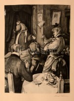 cca 1900 Eug. Tam jelzéssel: Szalonban, papír, offset, kis sérüléssel, 21x16 cm.