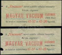 cca 1900 Budapest, Magyar Vacuum Cleaner (Vákum kliner) szecessziós reklám nyomtatvány félbehajtva, 2 db kis méretű (5×11 cm) cédulával, 21×14 cm