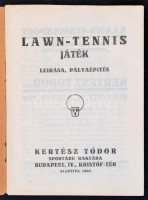 cca 1900-1910 Lawn-tennis játék. Leírása, pályaépítése. Bp., Kertész Tódor, 16 p. Kiadói tűzött papírkötés, szakadt borítóval.