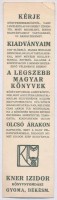 cca 1920 A Kner Nyomda által kiadott könyvjelző, 20x5 cm.