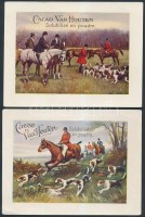 cca 1920 Cacao van Houten vadász jelenetet ábrázoló, kakaós gyűjtőkártya 7 db. / Cacao collectors card with hunter scenes