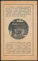 cca 1920 Lantos Könyvesbolt és Antiquarium ismertetője (Múzeum krt. 3.), Bp. Hungária könyvnyomda, az antikváriumról készített fekete-fehér fotókkal, az üzlet belsejét Kozma Lajos tervezte.