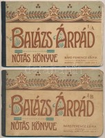 1921 Balázs Árpád Nótáskönyvei, 3 db, megviselt állapotban: 
Balázs Árpád nótáskönyvei I/a-b. Budapest, é.n, Bárd Ferenc és Fia. Kiadói févászon kötés, I/a-ból a lapok kijárnak, de a könyvtest egyben van.
Balázs Árpád