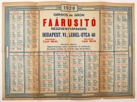1928 Faárus nagyméretű fali naptár 60x48 cm