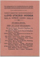 1929 Simkó Gusztáv Koncessionált Lloyd Utazási Irodája, Nyaralások 1929. évi Lloyd körutazások, Kassa, pp.:20, 15x11cm