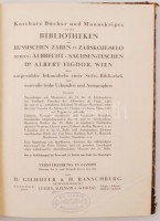 1932 Cári kincsek árverési katalógusa: H.Gilhofer & H.Ranschburg.: Bbiliotheken. Der Russischen Zaren in Zarskoje-Selo. Herzog Albrecht von Sachsen- Teschen.
Luzern, 1932. H.Gilhofer&H.Ranschburg, 158p. Az 57 képtábla nélkül.