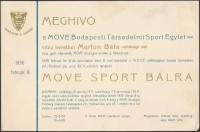 1936 'Becsülettel a hazáért!' Meghívó a MOVE Budapesti Társadalmi Sport Egylet MOVE sport báljára
