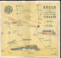 cca 1940 Kassa thj, sz. kir. város és természeti szépségeinek idegenforgalmi térképe. Összeállította Szeley József. Reklámokkal és rajzos térképekkel illusztrált  kihajtható kiadvány. 10 p.