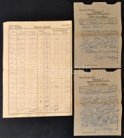 cca 1940-1950: Vegyes tétel, 3 db.: Magyar Királyi Államvasutak Telefon Üzlet-táviratlap, 2 db. Kaposvári Cukorgyár Kiosztó jegyzéke, 1 db.