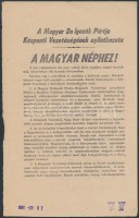 1956 A Magyar Dolgozók Pártja Központi Vezetőségének nyilatkozata A Magyar Néphez, röplap, 1956. október 26., 22x14 cm.