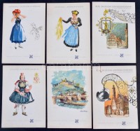 1964 Norddeutscher Lloyd óceánjáró luxus hajó 12db színes, illusztrált menü kártyája. / Norddeutscher Lloyd ship menu cards with 12 different graphics. 21x15cm