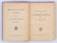 Mikszáth Kálmán: A beszélő köntös. A lohinai fű. Mikszáth Kálmán munkái. Budapest, 1897, Révai Testvérek Irodalmi Intézet Rt. Harmadik kiadás. Kiadói aranyozott, festett, illusztrált, dombornyomásos egészvászon kötés, festett