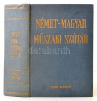 Nagy Ernő, Klár János (szerk.): Német-magyar műszaki szótár. Harmadik, függelékkel bővített kiadás. Budapest, 1970, Terra. Kiadói egészvászon kötés.
