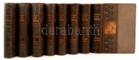 Tolnai Világlexikona I.-VIII. kötetek Ismeretek tára. Az általános tudás és műletség könyve. A-E-ig. Bp., 1912-1919, Magyar Kereskedelmi Közlöny Hírlap- és Könyvkiadó Vállalat. Kiadói díszes aranyozott félbőr kötésben, fém