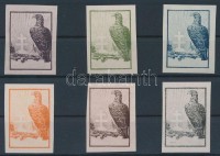 Nyugat-Magyarország IX. 1921 Teljes fogazatlan próbanyomat sor értékszám nélkül RR! / Mi XII-XVII imperforate proof set