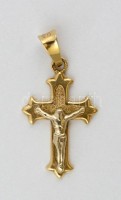 Arany(Au) 14K korpuszos kereszt függő, jelzett, 3x1,8 cm, nettó: 2,4 g