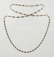 Ezüst(Ag) fonott, csavart nyaklánc, jelzett, h: 49 cm, nettó: 8,7 g