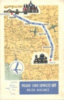 10 db MODERN magyar repülős képeslap, MALÉV, térkép / 10 MODERN Hungarian Airlines postcards, maps
