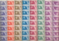 1945 Újjáépítés 10 fordított párt tartalmazó ívdarab (30.000++)