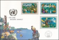 Bécs, Genf, New York 1991 Állatvilág 3 klf négyestömb Mi 110-113, 194-197, 608-611 FDC-n
