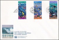 Bécs, Genf, New York 1992 A tiszta tengerékért 3 klf pár Mi 127-128, 213-214, 627-628 FDC-n