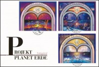 Bécs, Genf, New York 1992 Űrkutatás 3 klf ívszéli pár Mi 133-134, 219-220, 633-634 FDC-n