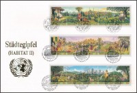 Bécs, Genf, New York 1996 Egyesült Nemzetek konferencia 3 klf ötöscsík Mi 209-213, 292-296, 711-715 FDC-n